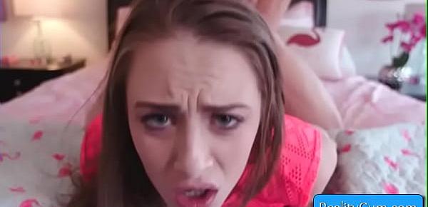  Young blondie teen slut Allie Nicole enjoy getting her wet cunt drilled by massive cock from behind until she cums